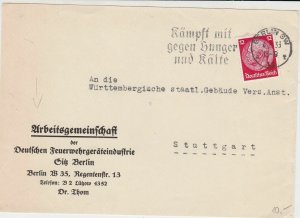 Germany 1933 Berlin SW Cancel  Fight Against Hunger Slogan Stamp Card Ref 30218