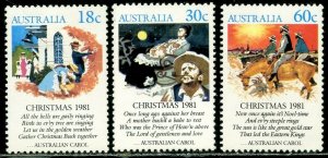 AUSTRALIA Sc#811-813 1981 Christmas Complete Set OG Mint Hinged