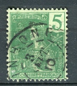 FRENCH COLONIES; INDO-CHINE early 1900s Grasset issue used 5c. fair Postmark