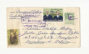 Cuba 1968  3c airletter uprated to Spain