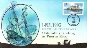 #2805 Columbus at Puerto Rico Artist Proof Bevil FDC