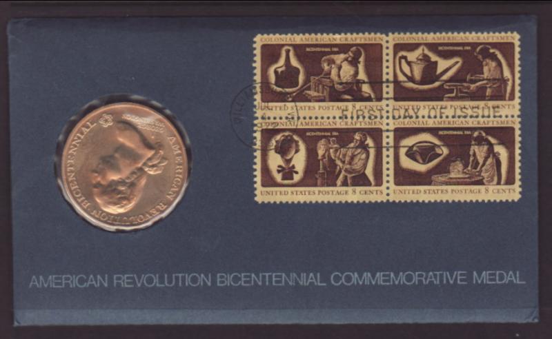 US 1459a Crafsmen American Revolution with Medal U/A FDC