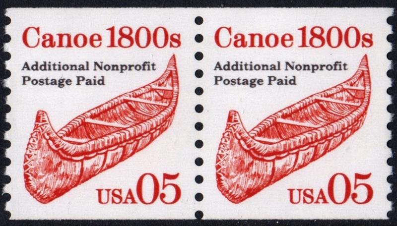 SC#2454 5¢ Canoe Coil Pair: Low Gloss Gum (1991) MNH