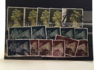 Great Britain Queen Elizabeth 11 Machin high value stamps A9352