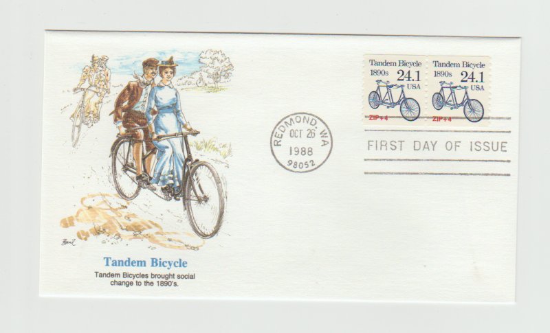 2266 Transportation Series Coil 24.1 Tandem Bike FDC First Day Cover Fleetwood