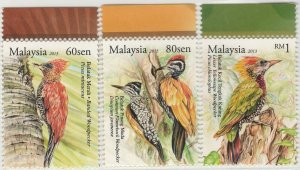 MALAYSIA 2013 Woodpeckers Set of 3V SG#1933-1935 MNH