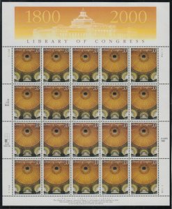 2000 Library of Congress 200th Anniversary Sc 3390 MNH full 33c sheet of 20