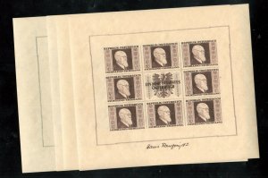 Austria #B185 - #B188 Very Fine Never Hinged Renner Sheets