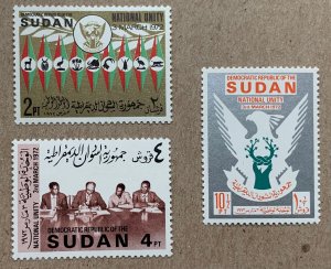 Sudan 1973 National Unity Day, MNH. Scott 257-259, CV $2.70