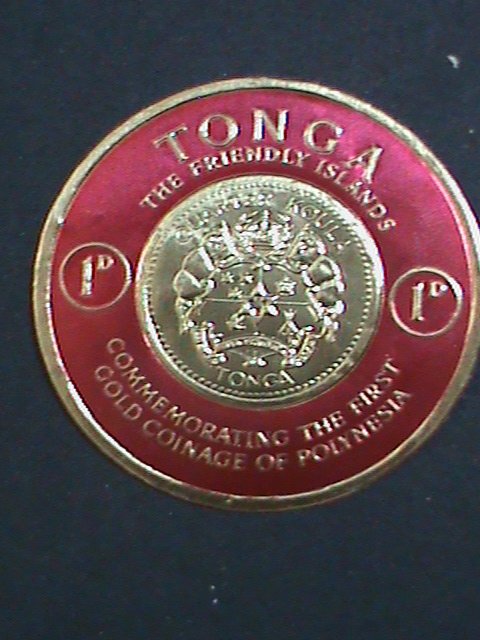​TONGA-1963 -COLORFUL BEAUTIFUL GOLD REPLICA COAST OF ARM MNH STAMP VERY FINE