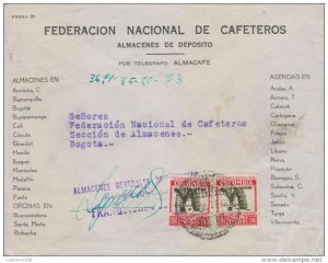 G)1935 COLOMBIA, BANANAS, COFFEE NATIONAL FEDERATION, CIRCULATED COVER TO BOGOTA 