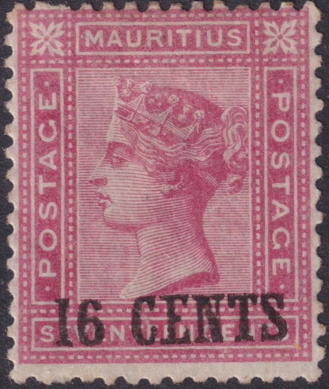 Sc# 76 Mauritius QV Queen Victoria 16 Cents on 17¢ issue MMH CV $180.00