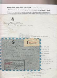 vtajm.O) 1955 URUGUAY, VIA PLUNA- FIRST URUGUAY BOLIVIA POSTAL FLIGHT- PRIMER