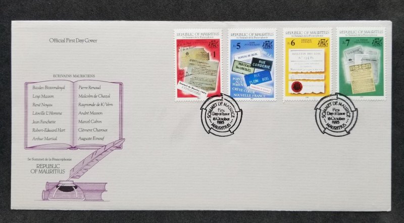 *FREE SHP Mauritius 5th Francophone Summit 1993 Document Newspaper (FDC)