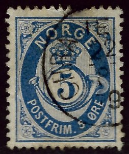 Norway 1877 Sc #24 F-VF Used hr Cat $15...Great Value!