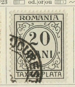 A5P50F418 Romania Postage Due Stamp 1919 Unwmk Green Paper 20b Used-