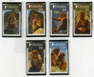 GIBRALTAR 1290-1295 MNH SCV $12.00 BIN $6.00 MONKEYS