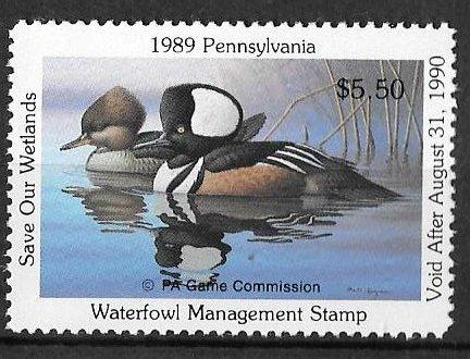 USA, Pennsylvania PA7, 1989 Hunting Permit Stamp, VF, NH