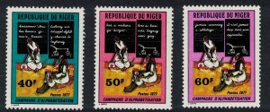 Niger Alphabetisation Campaign 3v 1977 MNH SG#662-664