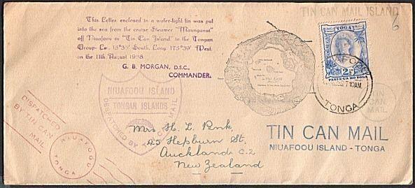 TONGA 1938 SS Maunganui Tin Can Mail cover................................73984W