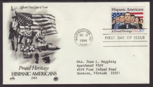 US Hispanic Americans 1984 PCS Typed FDC BIN