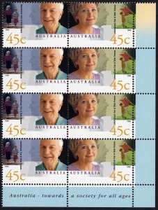 Australia SG1844a International Year of Older Persons U/M Block