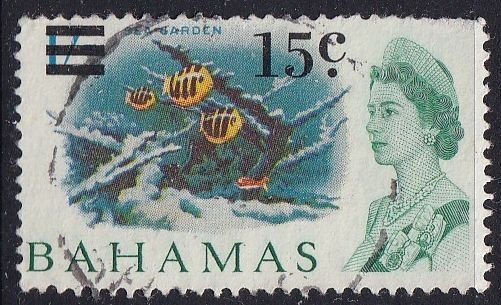 Bahamas 239 (used, rough edge upper right) 15c on 1sh sea garden (1966)