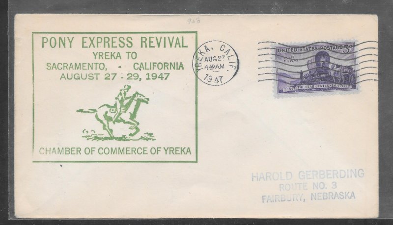 #950 on PONY EXPRESS 87th ANNIVERSARY AUG/27/1947 (A1319)