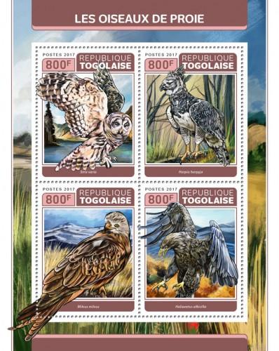 TOGO - 2017 - Birds of Prey - Perf 4v Sheet -MNH