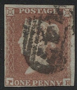 GB 1841 1d QV Used, Sc 3a  P-H  (filled-in P variety) F-VF, numeral cancel