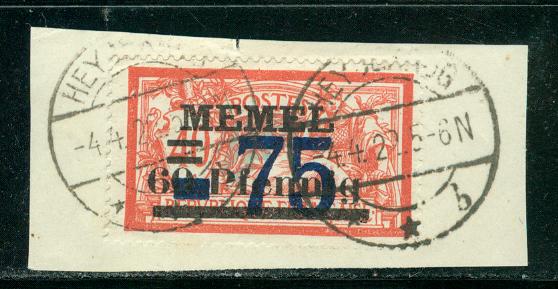 Memel - Scott # 47, used on piece of paper