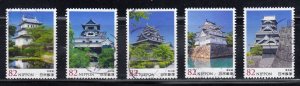 Japan 2014 Sc#3699-3703 Japanese Castle Series 2 Used