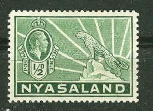 Nyasaland # 38  1/2d.  King George V, Leopard (1) Unused