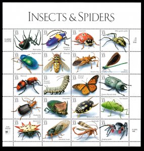 USA 1998 Insects & Spiders Stamps sheet of 20 x 33¢ MNH mint