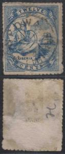 LIBERIA Sc 14 PERF 13.5 Forgery Used F,VF