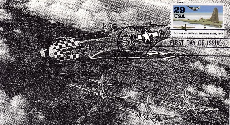 U.S. 1994 P-51s Escort B-17s on Bombing Raids 1944 First Day Cover