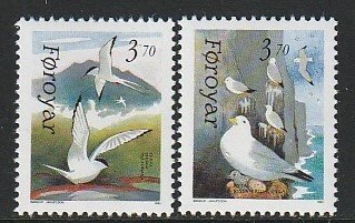 1991 Faroe Islands - Sc 224-5 - MNH VF - 2 single - Birds