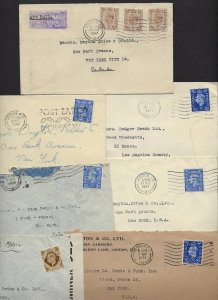 UK GB 1940s COLLECTION OF 7 COVERS ALL W/COMPANY PERFINS SS SUTTON & SONS GP GEO