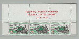 UK GB Train Festinlog Railway Cinderella stamp 5-23 MNH Gum as seen Three Scans