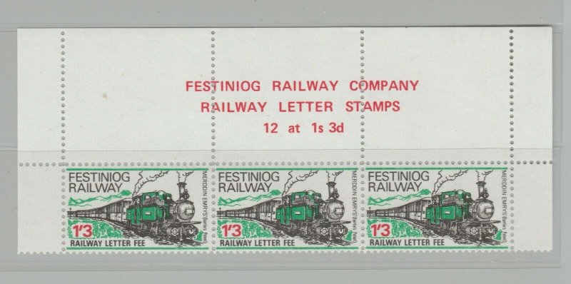 UK GB Train Festinlog Railway Cinderella stamp 5-23 MNH Gum as seen Three Scans