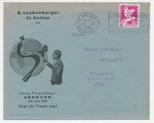 Illustrated cover Switzerland 1932 Fly - Flycatcher - Honig