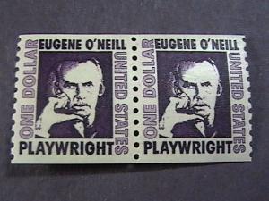 U.S.# 1305C-MINT/NEVER HINGED------COIL PAIR--EUGENE O'NEILL/PLAYWRIGHT-1973