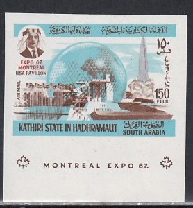 Aden - Kathiri State Mi165B, Expo 67, IMPERF, Mint NH