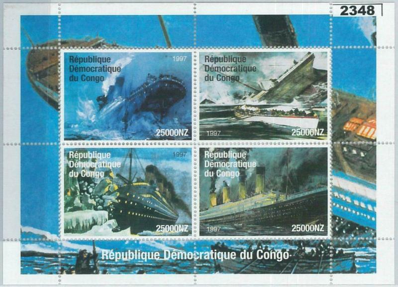 2348 - 1997 CONGO, MINIATURE SHEET: Ships, Boats, Titanic