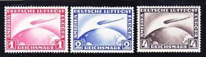 Germany C35-37 MNH OG 1928-31 Graf Zeppelin Crossing Ocean Set of 3 X-Fine Set