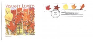 5971-75 Five Vibrant Leaves coil plate number strip of 5  Panda Cachets FDC