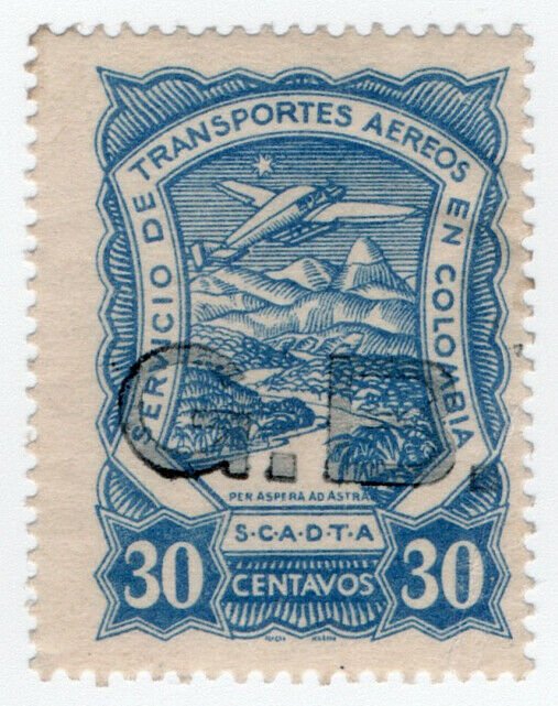 (I.B) Colombia Postal: SCADTA Airmail 30c (GB overprint)