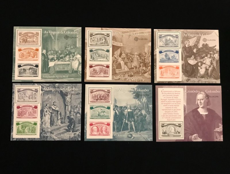 Portugal 1918-23 Columbus Souvenir Sheets, set of 6