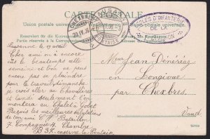 SWITZERLAND 1906 postcard sent free - Infantry School handstamp............A9556