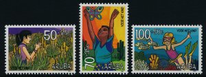 Aruba B48-50 MNH Child Welfare, Aloe, Butterfly, Fish, Coral